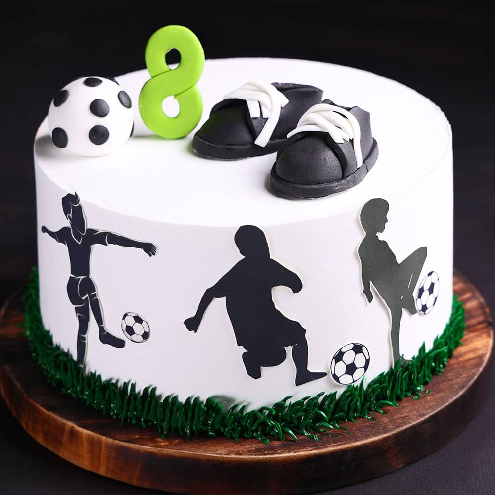 Side View of Super Kick Football Cake